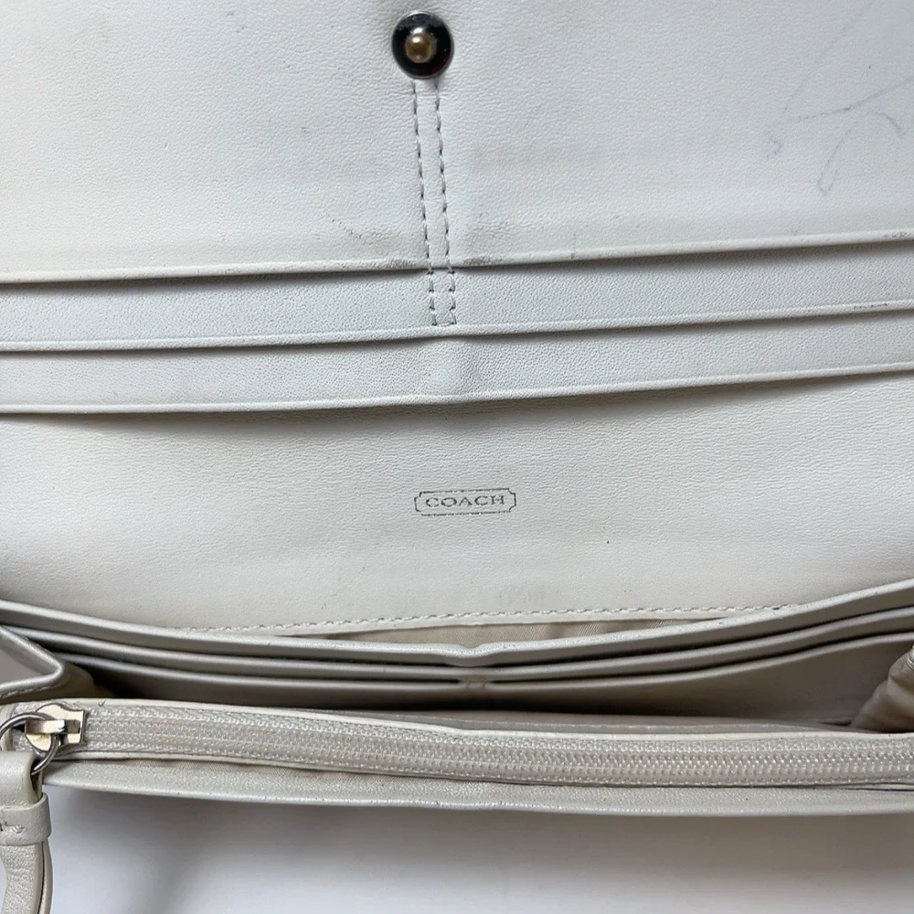 Coach Womens Canvas Folded Credit Card Tan Wallet